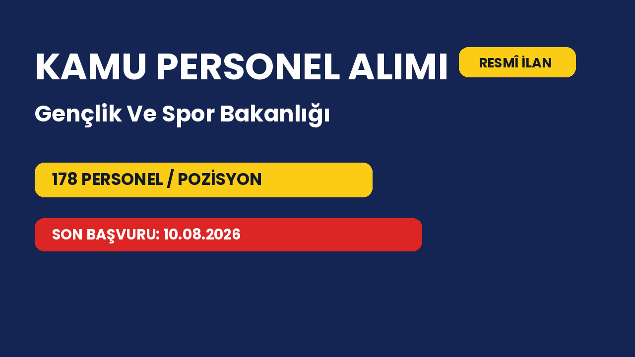 Gençlik Ve Spor Bakanlığı 178 personel alacak: Sivas kontenjanı da var