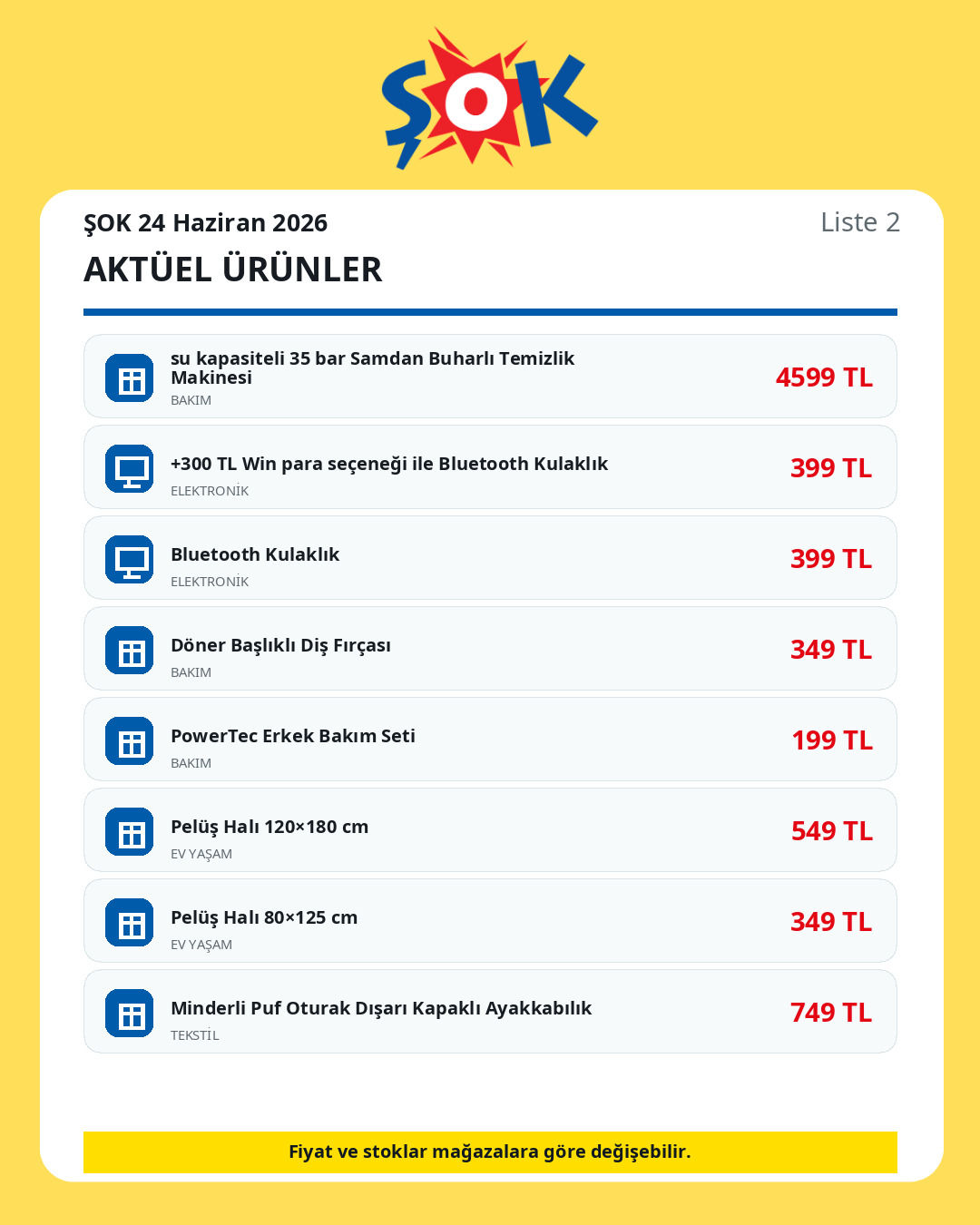 ŞOK 24 Haziran 2026 aktüel ürünler kataloğu ürün listesi 2