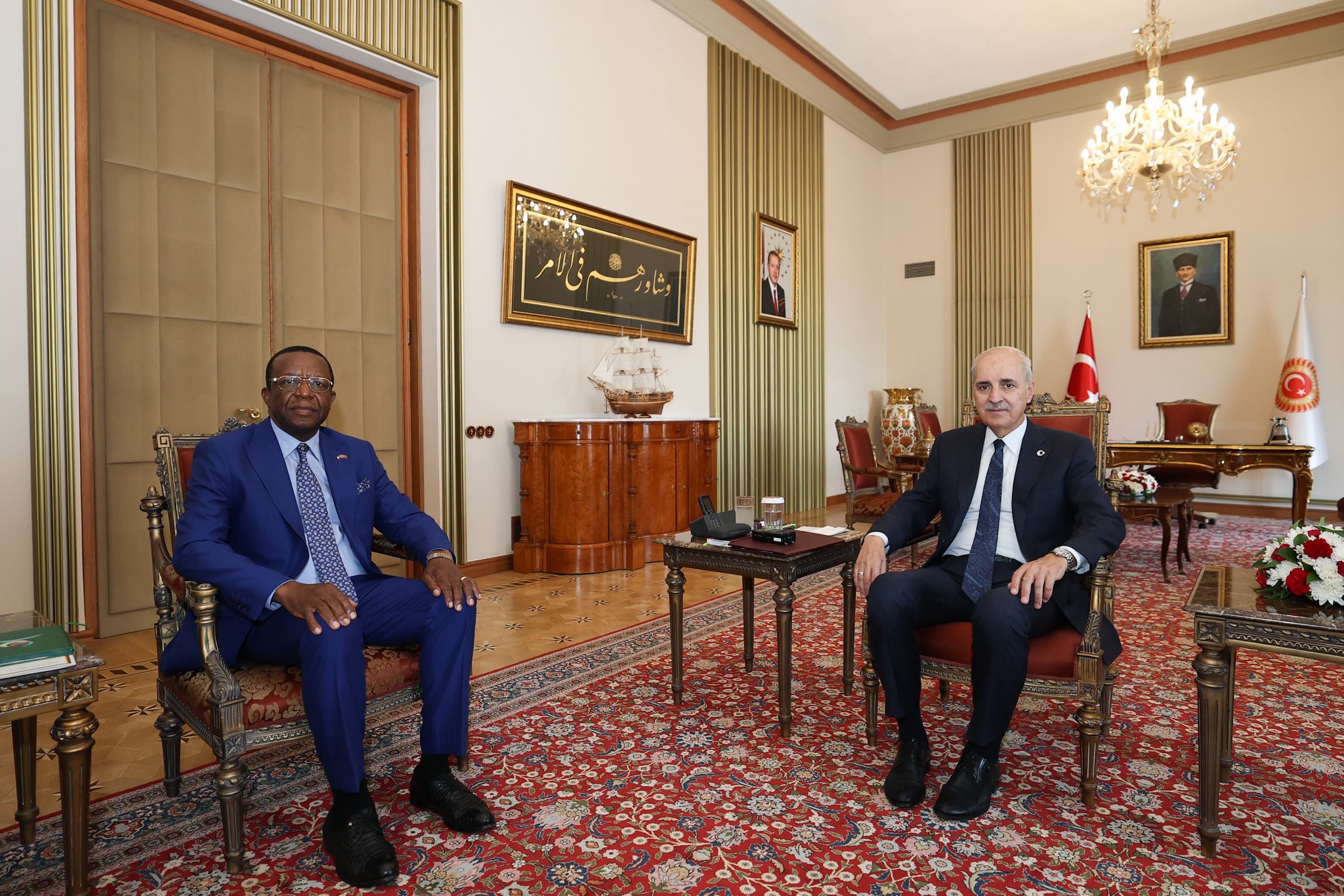 TBMM Başkanı Kurtulmuş Kamerun Büyükelçisi Tchatchouwo’yu Kabul Etti